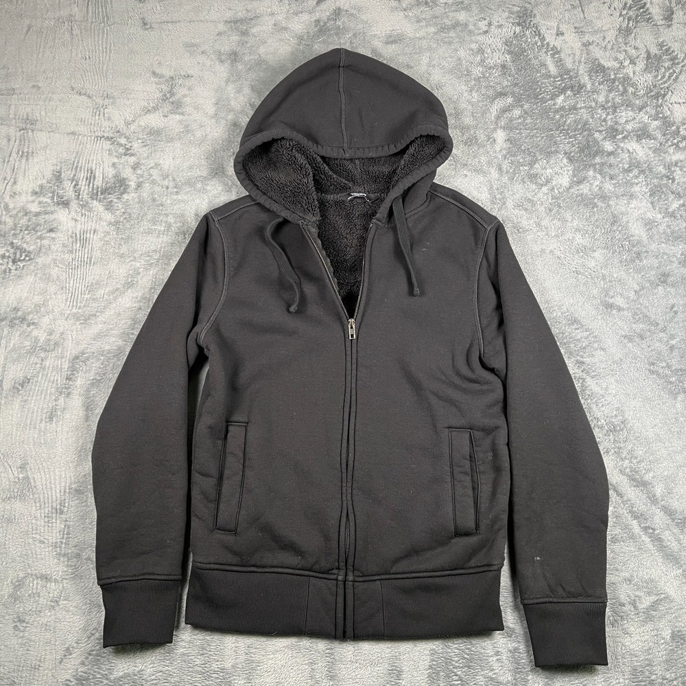 Member's Mark Hoodie Mens Small Black Sherpa Lined Classic Fit Pockets Full Zip
